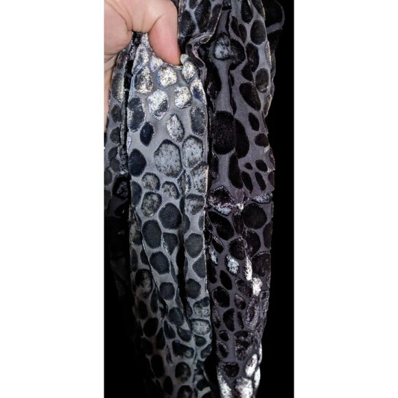 Kevin O'Brien Studio Animal Print Black And Silver Velvet Burnout Infinity Scarf - Picture 2 of 4